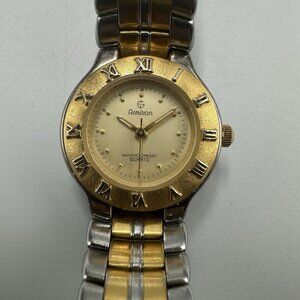 3/$30 Armitron Watch Women Two Tone Gold Silver Round Dial Roman Numerals